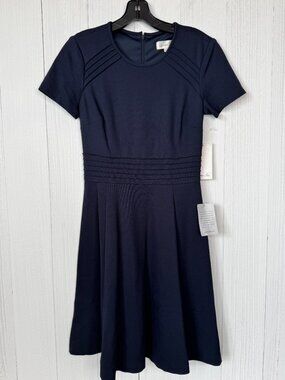 Harper Rose Navy Blue Fit Flare Dress Size 2 NWT Short Sleeve Pleated
